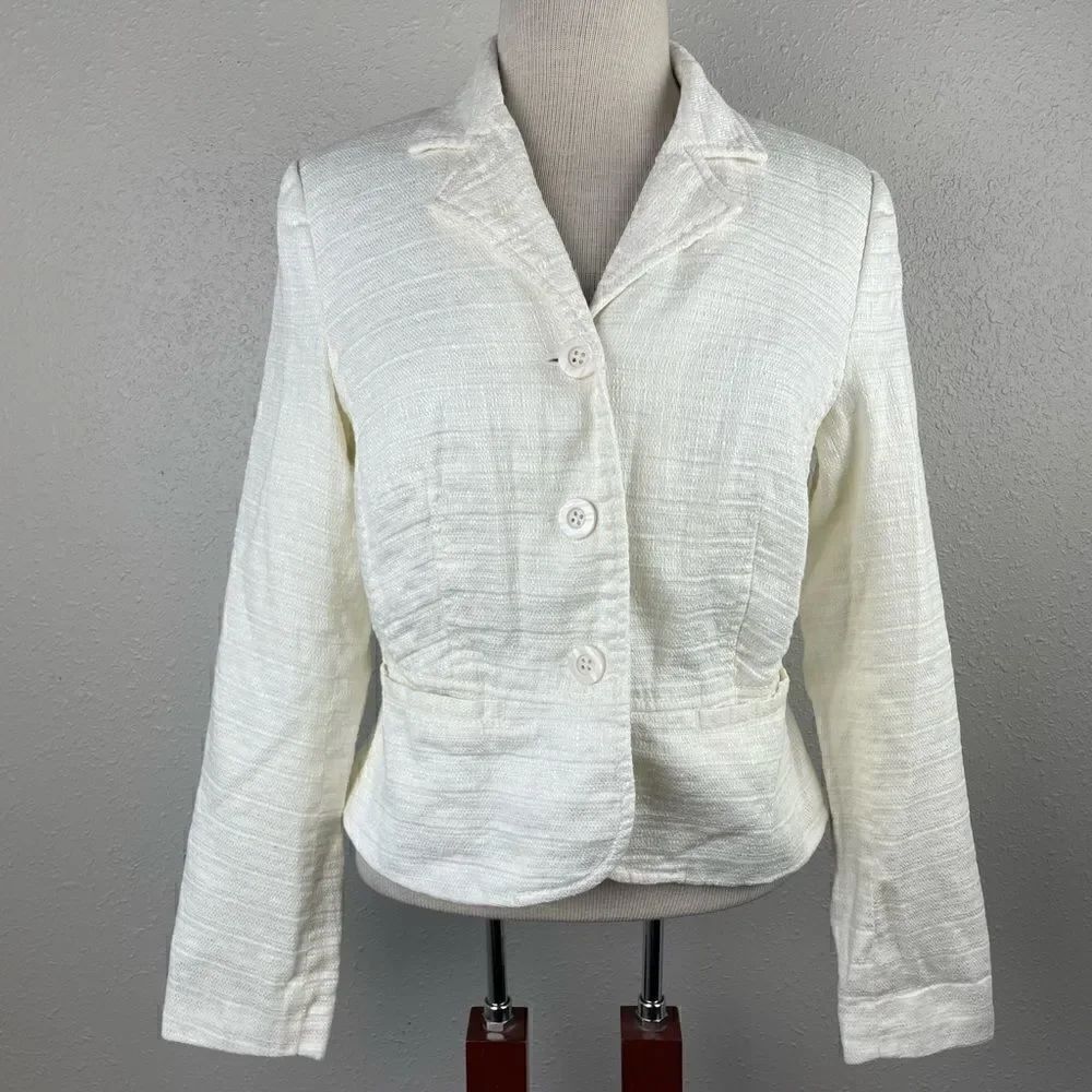 Merona Linen Blend Cropped Dress Jacket Size M EUC